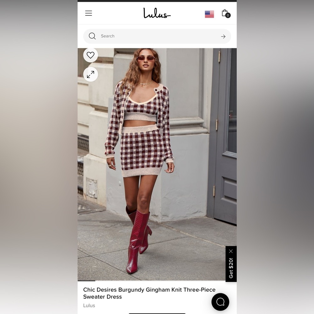 Lulus Gingham Knit Three-Piece Sweater Dress